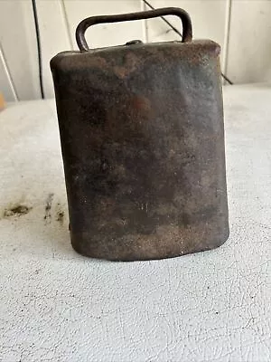 VINTAGE COW BELL Primitive Cast Iron Small Cowbell 3  Tall Rusty Patina • $5