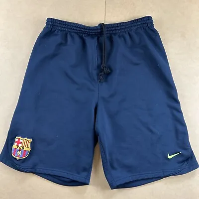 Nike FC Barcelona Shorts Mens Medium Navy Blue Soccer Emblem Adult SKU2699 • $20