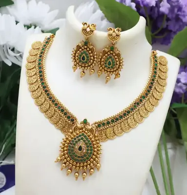 $39.58 • Buy Traditional Indian Bollywood Bridal Jewelry Gold Earrings Choker Necklace Set