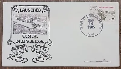 1985 Groton Ct Submarine Base Br. Launched Uss Nevada Ssbn 733 Naval Cover • $2.50