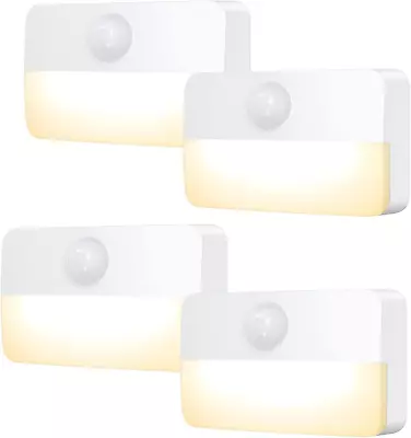 Newest Mini Motion Sensor Light 4 Pack Battery Powered LED Night Light Wall • $15.04