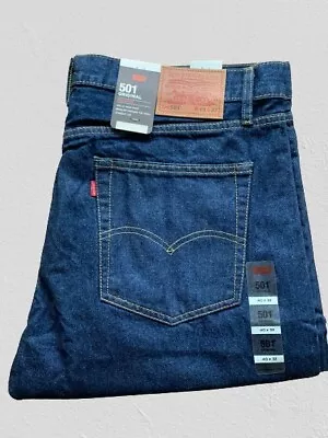 Levis 501 Original Straight Fit Jeans For Mens Darkblue Button Fly 00501-0101 • £39.99