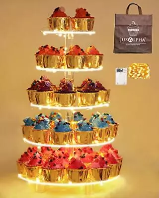  5 Tier Round Cupcake Stand With Light– 5 Tier-Battery Power Yellow Light • $40.31