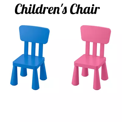 Brand New IKEA MAMMUT Kids Children's Chair  Indoor/outdoor Pink & Blue • £24.99