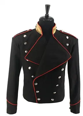 $221.58 • Buy New Michael Jackson Red Trimming Military Black Men Wool Jacket Fast Shipping