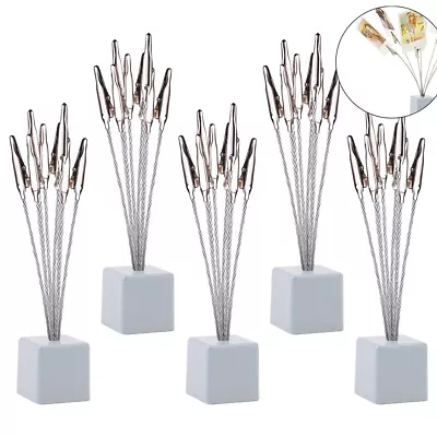 Cube Base Tree Style Memo Card Photo Holder Stand Alligator Clip 8 Branch 5 Pack • $14.99