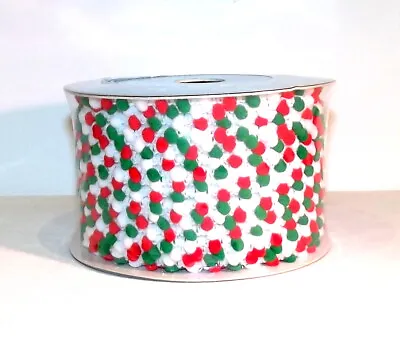 £1.95 • Buy Mini Pom Pom Bobble Trim 10mm 3/8  Wide 1 2 5m Sparkly Red/White/Green