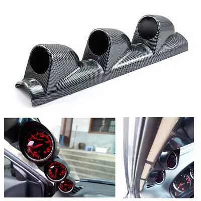 3-Hole Car SUV A Pillar Dash Gauge Pod Mount Frame Cover Holder Carbon Fiber ABS • $18.59