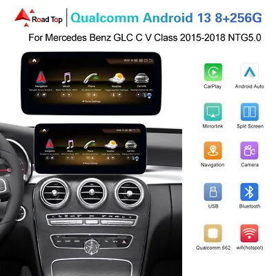 Roadtop 12.3 Android13 Screen Carplay 8+256gb Mercedes Benz C GLC 2015-2019 W205 • $455.05