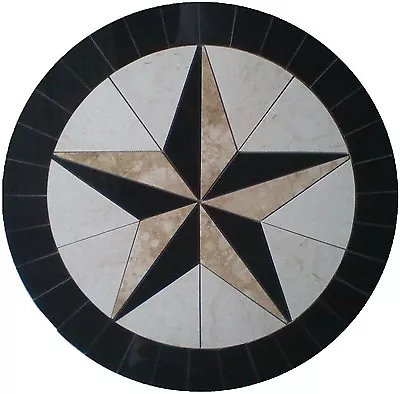 Marble Floor Medallion Mosaic Travertine And Granite 36 Texas Star • $599.99