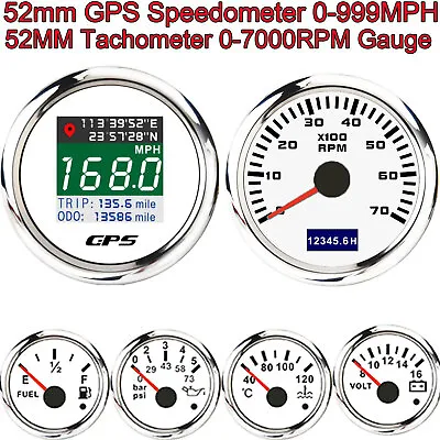 6 Gauge Set 52MM GPS Speedometer Gauge Tachometer For Marine Boat Car Truck ATV • $114.56