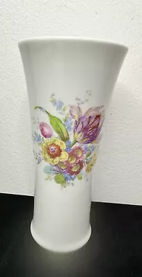 AK Kaiser Signed White Porcelain Flowered Vase West Germany Floral Flower 7 Inch • $16