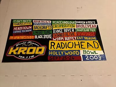 Radiohead Promo Sticker Hail To The Thief Hollywood Bowl 2003 • £29