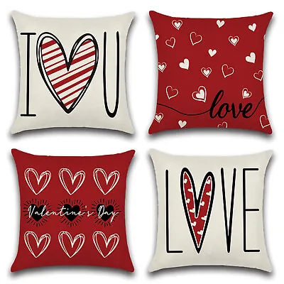 4 Pcs Waterproof Valentines Day I Love You Cushion Covers 30 40 45 50 60cm • $39.59