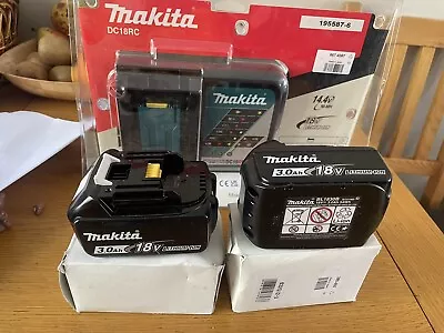 Makita 18v Lxt 3ah Battery & Charger Kit Inc 2x 3.0ah Batts & Dc18rc Charger • £85