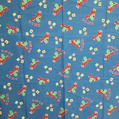 Vtg Baby Elmo & Baby David Fabric Cotton Blend Print On Blue 1 Yd X 44 Rare • $10.43