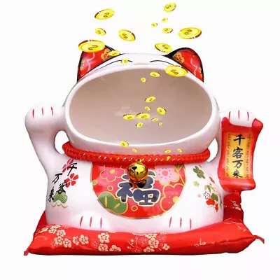 Japanese Ceramics Maneki Neko Lucky Cat Big Mouth Ornament Collectible Figurine • £42