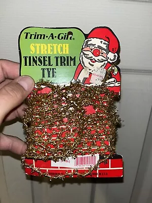 Vintage Christmas Trim A Gift Stretch Tinsel Tye Made USA “Delaware Ribbon” NEW • $12.99