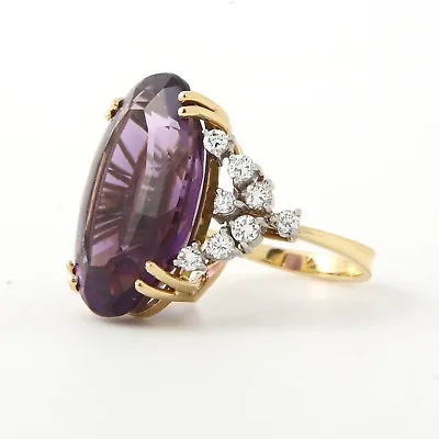 H. Stern 1960's Amethyst & Diamond Cocktail Ring • $2850