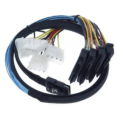 Internal Mini SAS To SAS W/ Molex Power Cable SFF-8087 To 4x SFF-8482 1M • $14.98