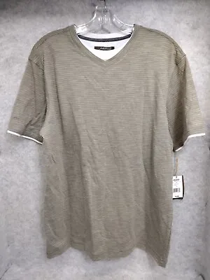 Method Mens Sz M 42  Short Sleeve Pullover Striped Knit V Shirt Brown Layers $30 • $14.99