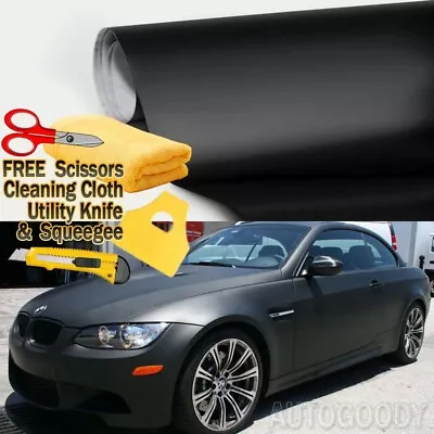 240  X 60  Matte Flat Black Vinyl Film Wrap Bubble Free Air Release 20ft X 5ft • $88.99