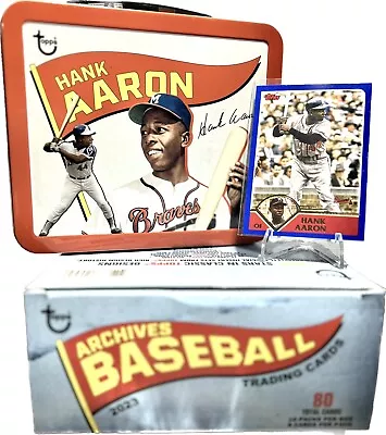 Hank Aaron Braves 2023 Topps Archives Retro Lunchbox Collector Tin & Card MLB • $25.95