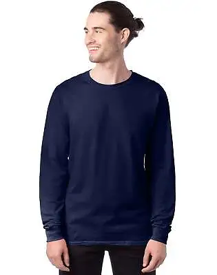 Hanes  Long Sleeve T-Shirt Men's Cotton Tee Essentials Midweight Crewneck S-3XL • $10