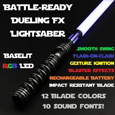 Lightsaber FX Battle-Ready Dueling Saber Black Handle Smooth Swing 12 Colors • $162.75