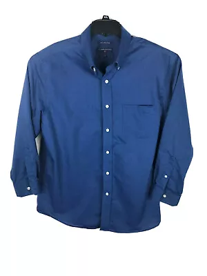 Saddlebred Mens Button Down Blue Long Sleeve Flannel Shirt Size 17 1/2 A22 • $3.75