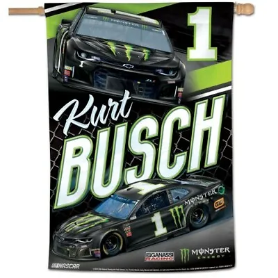 Kurt Busch 2019 Wincraft #1 Monster Energy 28x40 Vertical Flag FREE SHIP! • $29.99