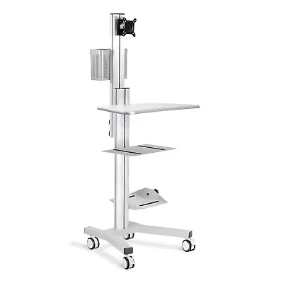 Aluminum PC Mobile Cart 4 Wheel Computer Monitor Stand Office Workstation School • $319.90