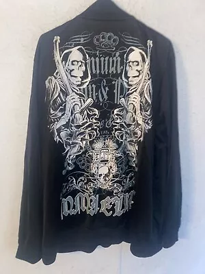 MMA Elite Grim Reaper Full Zip Track Jacket Men's Sz 2XL Black Skull Strength • $59.99