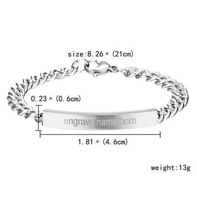 Personalized Custom Engrave Bracelet Bangle Stainless Steel Chain Men Women Gift • $2.58