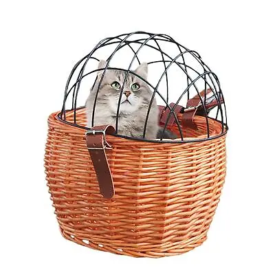 £29.17 • Buy Wicker Bike Basket Front Cargo For Small Dogs Cats Pet Carrier Wire Mesh Cover