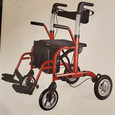 Healconnex 2 In 1 Rollator Medical Walker Folding Seat Wheelchair NEW Red 9124A • $189.99