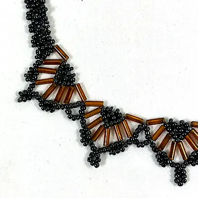 Black Amber Orange Bead Choker Necklace Ethnic Boho Jewelry Handmade Hippie K • $8.99