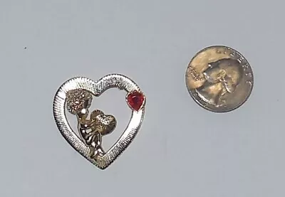 Vintage Rhinestone Woman Mermaid Heart Pin Brooch • $9.99