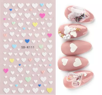 5D Nail Art Valentine LOVE Heart Sticker Self-Adhesive Embossed Decals DIY NS17 • $2.98