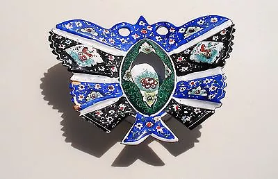 Persian Mina Kari Painted Handmade Fine Art Copper Enamel Butterfly Ashtray • $49.99