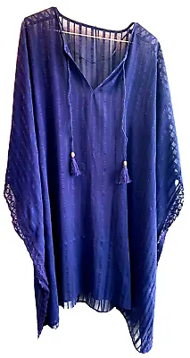 £9.99 • Buy Beach Cover Up Tunic Kaftan Batwing Sleeves Purple Sheer Boho Hippie 10