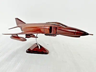 F4 Phantom Jet Fighter Wooden Mahogany Wood Model Airplane Desktop On Stand Gift • $65