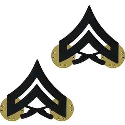 Corporal E4 USMC Black Collar Insignia Chevrons NEW Pin Clutch • $7.99