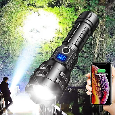 Super Bright 990000LM Powerful Flashlight XHP70.2 Rechargeable Zoom TorchCamping • $27.99