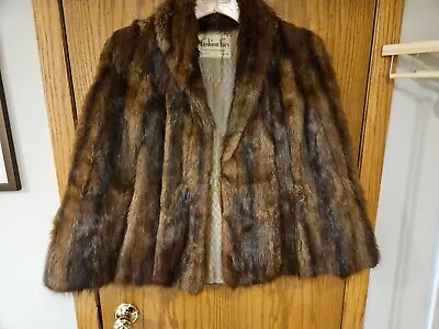 Vintage  Fur Genuine Stole Shawl Cape Wrap Shrug  Satin Lined • $56.21