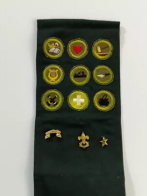 Vintage 1950’s U.S Boy Scouts Of America Merit Badge Sash W Vintage Metals  • $40