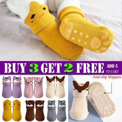 Baby Anti-slip Shoes Floor Socks Outdoor Kids Boy Girl Bed Slippers Toddler • £4.16