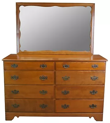 Baumritter Ethan Allen Heirloom American Maple Mirrored Dresser Chest Of Drawer • $998.75