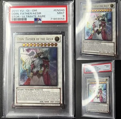 Yu-Gi-Oh! PSA 9 Odin Father Of The Aesir - Ultimate Rare - STOR-EN040 - Mint • £89.99