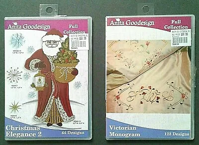 (2) Anita Goodesign Machine Embroidery CD's Christmas Santa /Victorian Monogram • $14.40